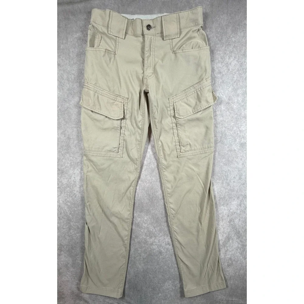 Duluth Mens 30x34 Cargo Pants Dry On The Fly Tan Nylon Stretch Slim Fit Hiking